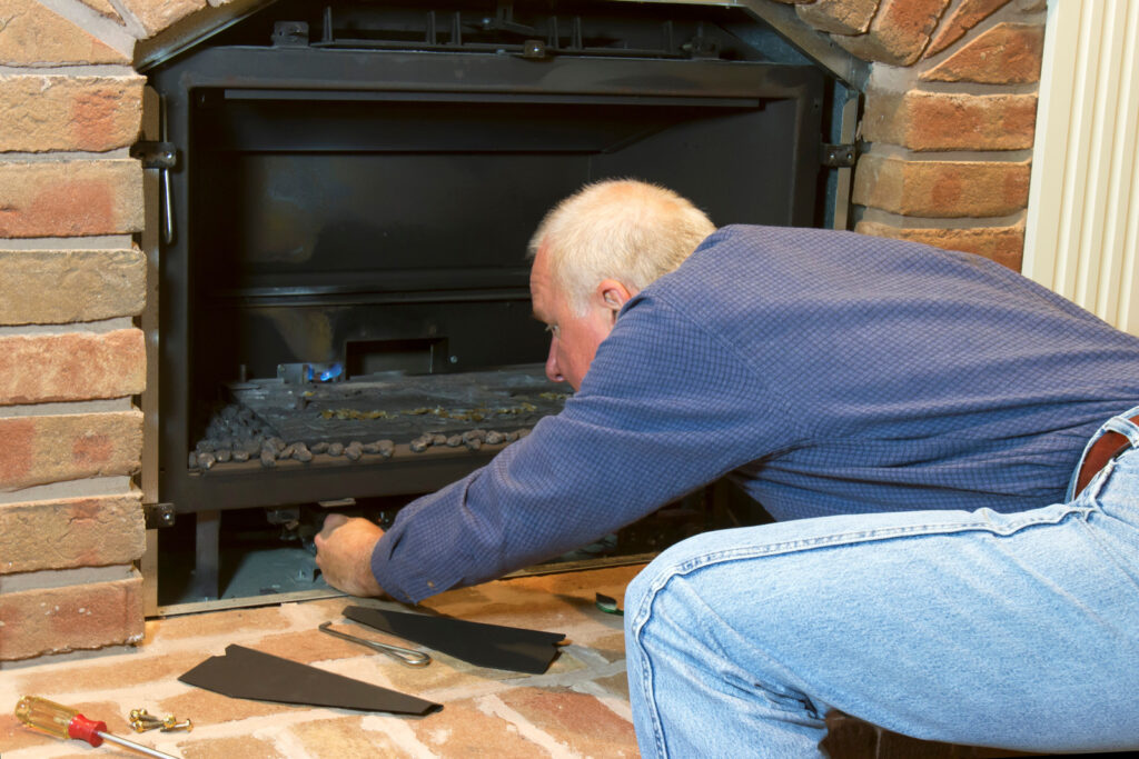 A Detroit home during a fireplace repair inspection